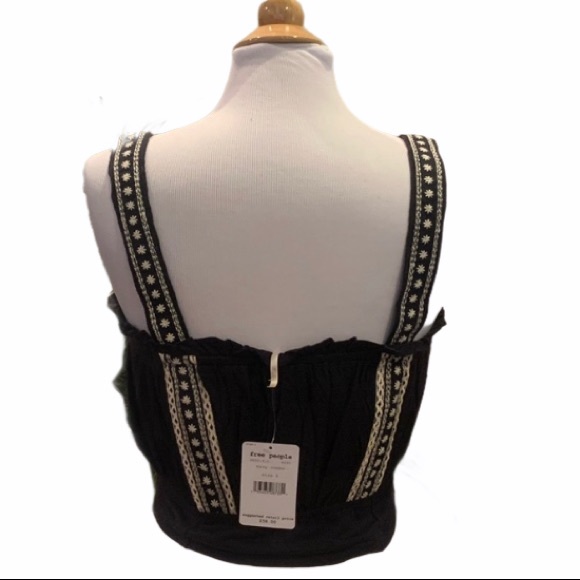 XS NWT Free People Hill Top Crop Embroidered Navy - Picture 7 of 11